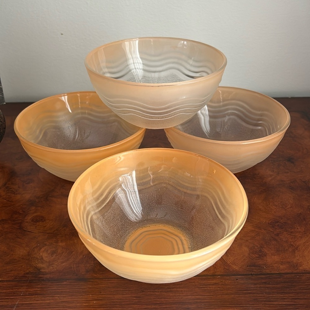 Set of 4 Vintage Peach Luster SERVING BOWL 5 inches